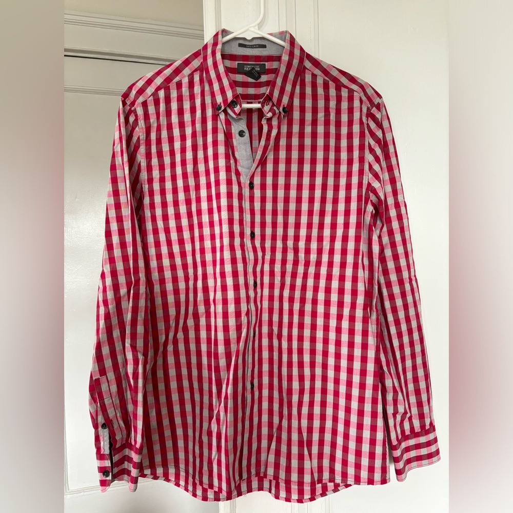 Pink gingham dress shirt